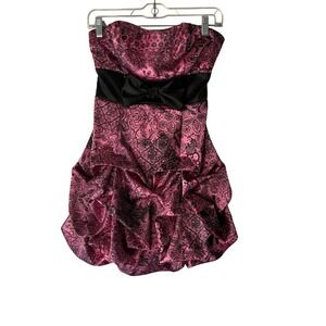 Ruby Rox Vintage Y2k Pink Black Lace‎ Ruffle Bubble Dress M Emo Punk Scene Dance